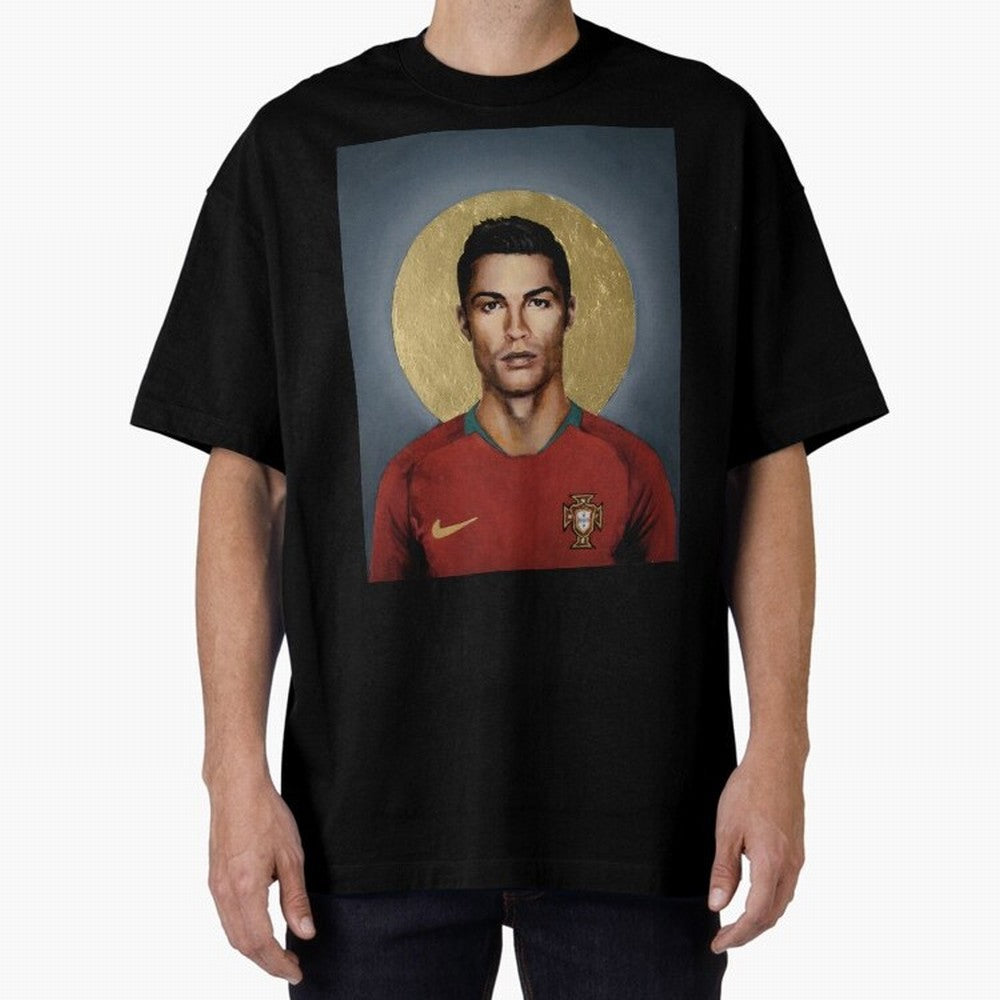 Cristiano Ronaldo CR7 Saint Portugal Football Legend Fan Art Oversized T-Shirt Honor Football Greatness during Match Day Hype around FIFA World Cup 2026 Group Stage, Cristiano Ronaldo, Haaland and CR7, Portugal, Spain and Germany, Champion Mindset,