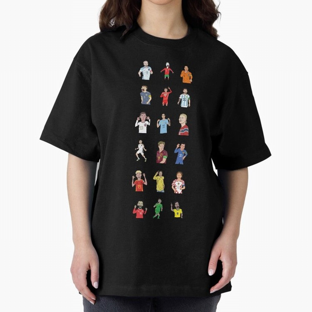 Badly Drawn Footballers Oversized T-Shirt Bring Trophy Dreams to Match Day Hype around FIFA World Cup 2026, Haaland, Argentina, Supporter Pride, Iconic Celebrations, Legendary Names and Global Match Day Energy; Great for Supporters Who Love