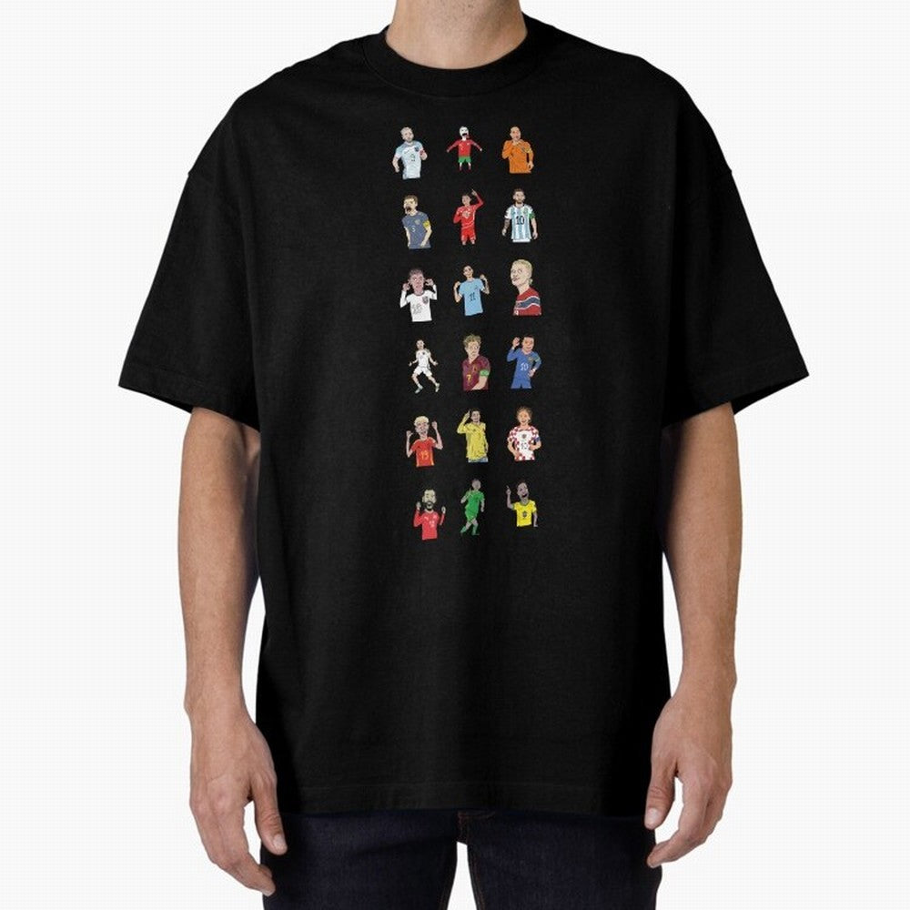 Badly Drawn Footballers Oversized T-Shirt Bring Trophy Dreams to Match Day Hype around FIFA World Cup 2026, Haaland, Argentina, Supporter Pride, Iconic Celebrations, Legendary Names and Global Match Day Energy; Great for Supporters Who Love