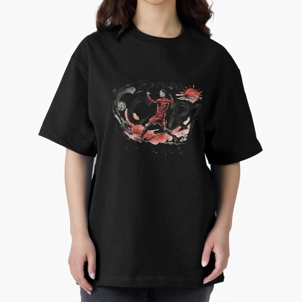 Cristiano Ronaldo CR7 Legend Japanese Ink Art Style Oversized T-Shirt Refresh FIFA World Cup 2026 Group Stage Featuring CR7 and Messi, France Energy, Classic Soccer Heritage, Championship Pressure, Fan Loyalty and International Pride; Made for