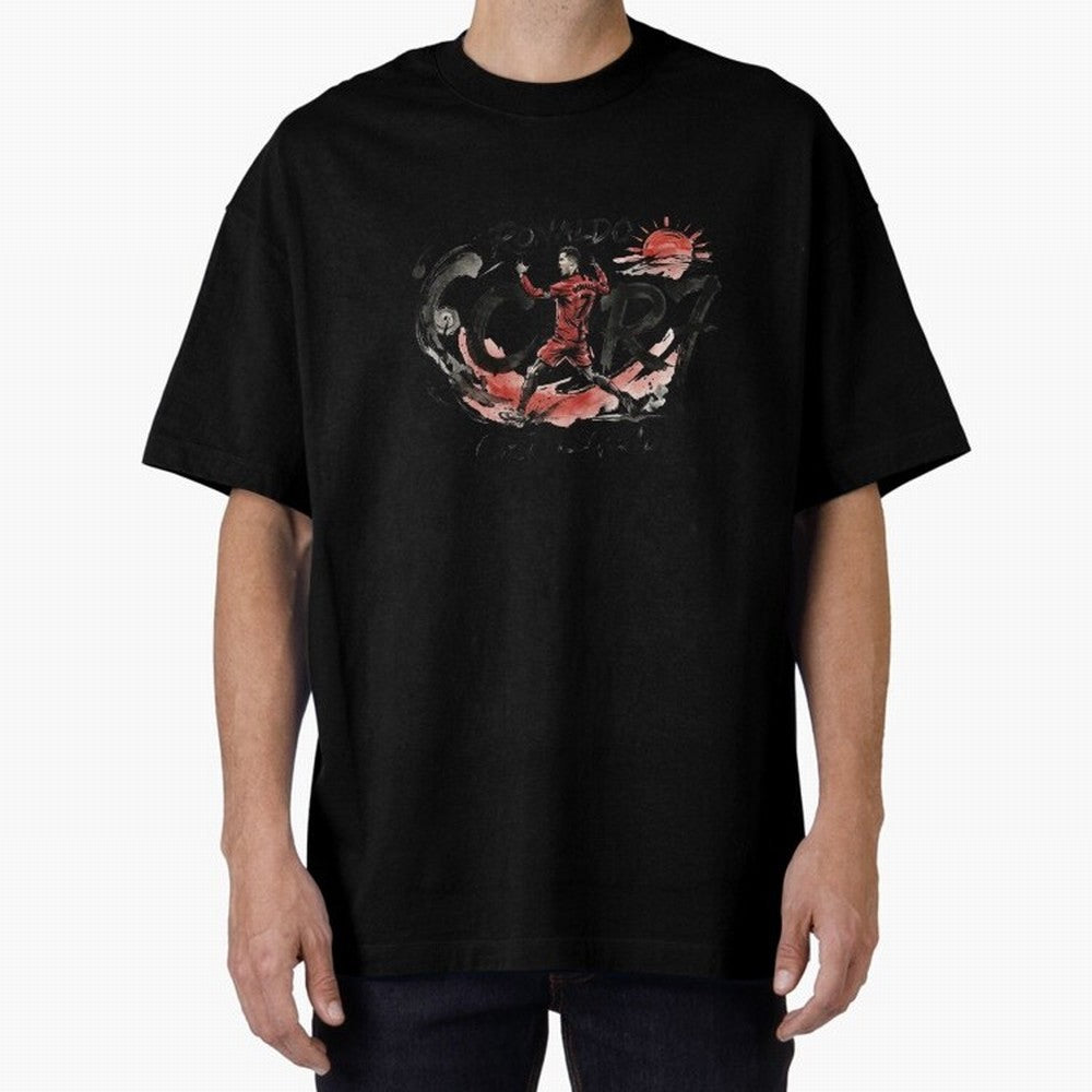 Cristiano Ronaldo CR7 Legend Japanese Ink Art Style Oversized T-Shirt Refresh FIFA World Cup 2026 Group Stage Featuring CR7 and Messi, France Energy, Classic Soccer Heritage, Championship Pressure, Fan Loyalty and International Pride; Made for