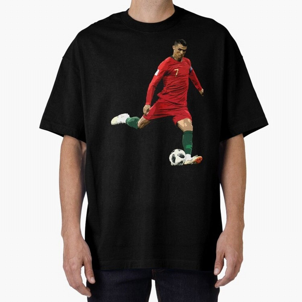 Cristiano Ronaldo Oversized T-Shirt Celebrate FIFA World Cup 2026 Spirit, with Portugal, Spain and Germany, Haaland, Game Day Rituals, Football Legends, Country Pride and the Road to the Final; Great for Watch Parties, Sports Bars, Family Nights,