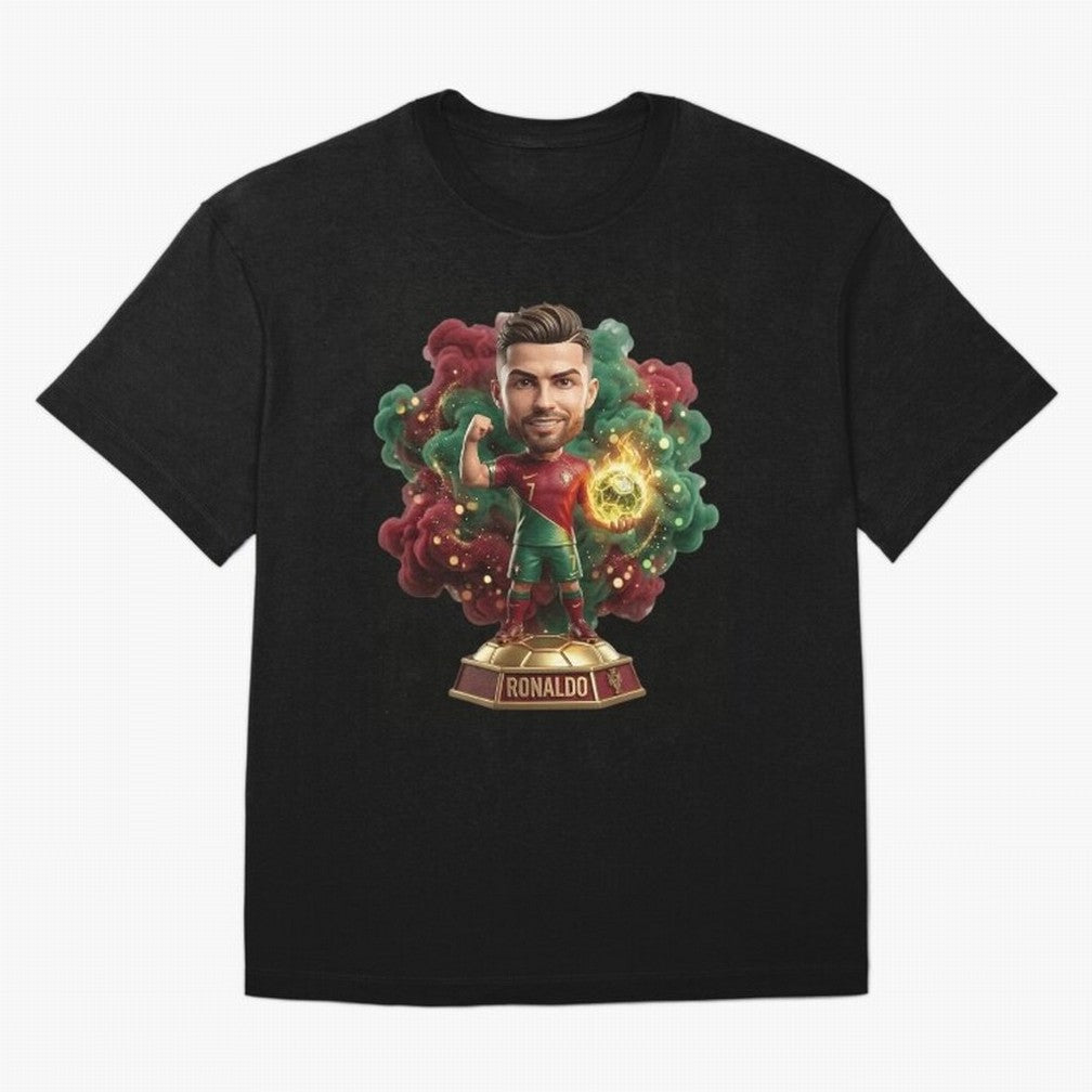 Ronaldo Portugal 2026 - Legend Soccer Chibi 3D Oversized T-Shirt Celebrate Golden Goal Energy in FIFA World Cup 2026 USA Canada Mexico for Fans of Cristiano Ronaldo and Portugal, Spain and Germany, Bringing Game Day Rituals, Football Legends,