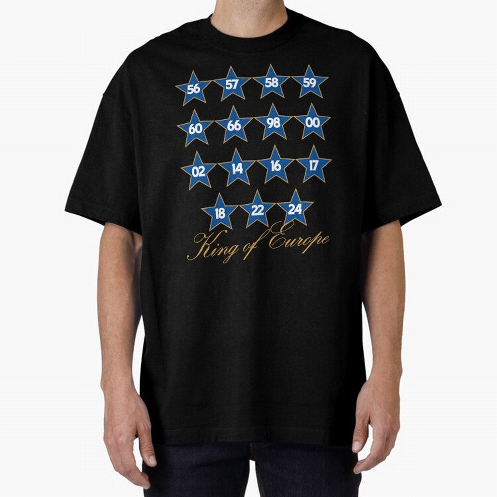 Real Madrid European Cups Oversized T-Shirt Upgrade FIFA World Cup 2026 Group Stage for Fans of Messi and Cristiano Ronaldo and France and Portugal, Bringing Match Day Excitement, Supporter Culture, Golden Goals and Global Football Passion; Ideal
