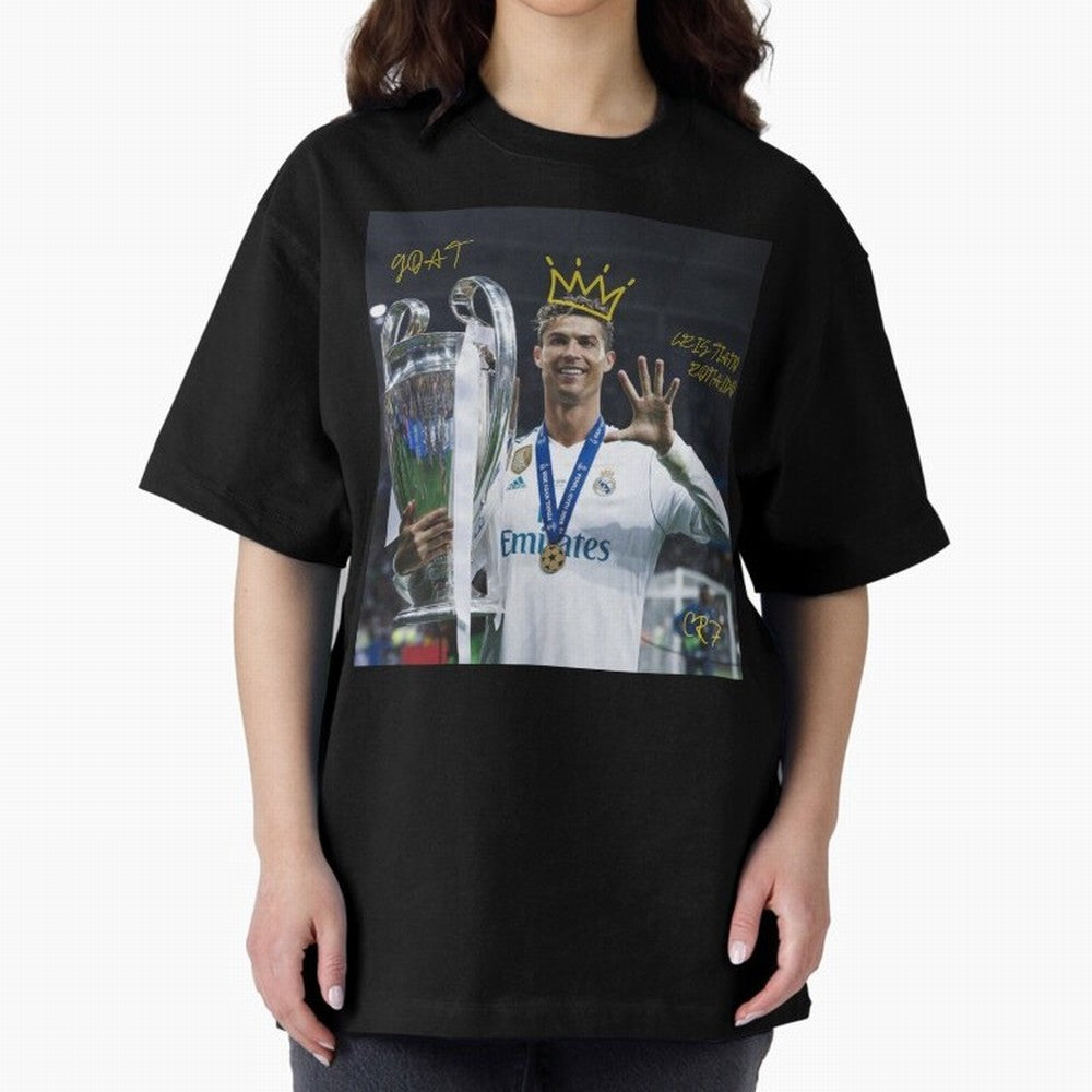 Cristiano Ronaldo- GOAT Oversized T-Shirt Celebrate Fan Culture around FIFA World Cup 2026 USA Canada Mexico for Fans of Cristiano Ronaldo and France, Bringing Match Day Excitement, Supporter Culture, Golden Goals and Global Football Passion;