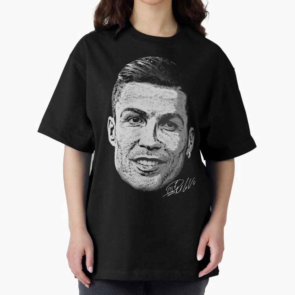 Cristiano Ronaldo Signed Oversized T-Shirt Show Fan Pride Across Match Day Hype around FIFA World Cup 2026, Mbappe and Neymar, Germany, Retro Football Energy, Iconic Rivalries, Trophy Chase Drama and Stadium Atmosphere; Built for Supporters Chasing