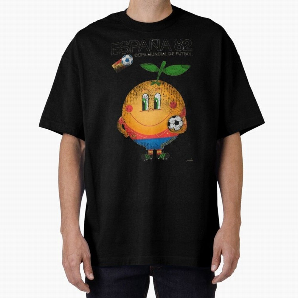 Espana 82 Oversized T-Shirt Turn Up for FIFA World Cup 2026 Group Stage Highlighting Messi and Cristiano Ronaldo, Brazil Energy, Sports Nostalgia, International Competition, Famous Players and Unforgettable Victories; Perfect for Fans, Collectors,