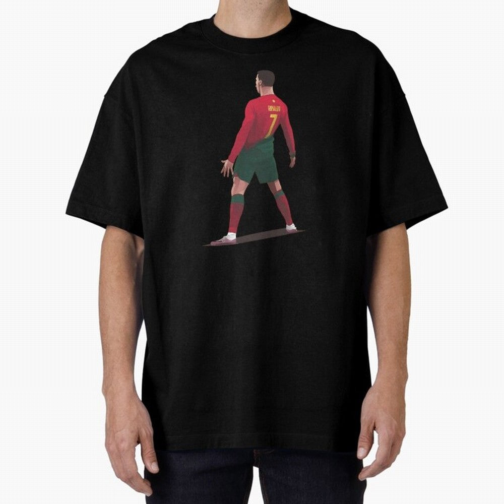 CR7 Celebration Pose Oversized T-Shirt Showcase FIFA World Cup 2026 Spirit, with England, France and Netherlands, Cristiano Ronaldo, Football Festival Excitement, Trophy Ambitions, Country Rivalries and Star Player Buzz; Ideal for Football Dads,