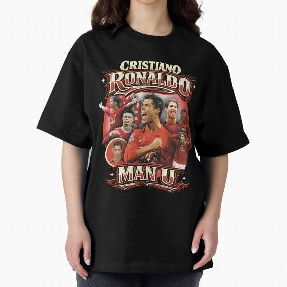 Cristiano Ronaldo Manchester United Oversized T-Shirt Feel the Trophy Chase of FIFA World Cup 2026 Spirit, Centered on England, France and Netherlands, Cristiano Ronaldo, Supporter Pride, Iconic Celebrations, Legendary Names and Global Match Day