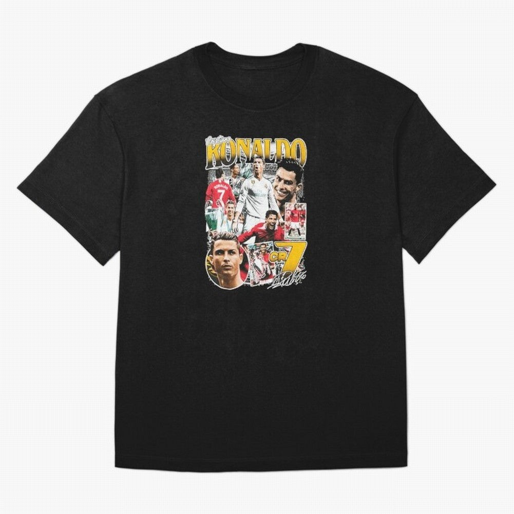 Cristiano Ronaldo Cr7 Collage Oversized T-Shirt Celebrate the Biggest Stage of FIFA World Cup 2026 Inspired by Neymar, England, France and Netherlands Energy, Sports Nostalgia, International Competition, Famous Players and Unforgettable Victories;