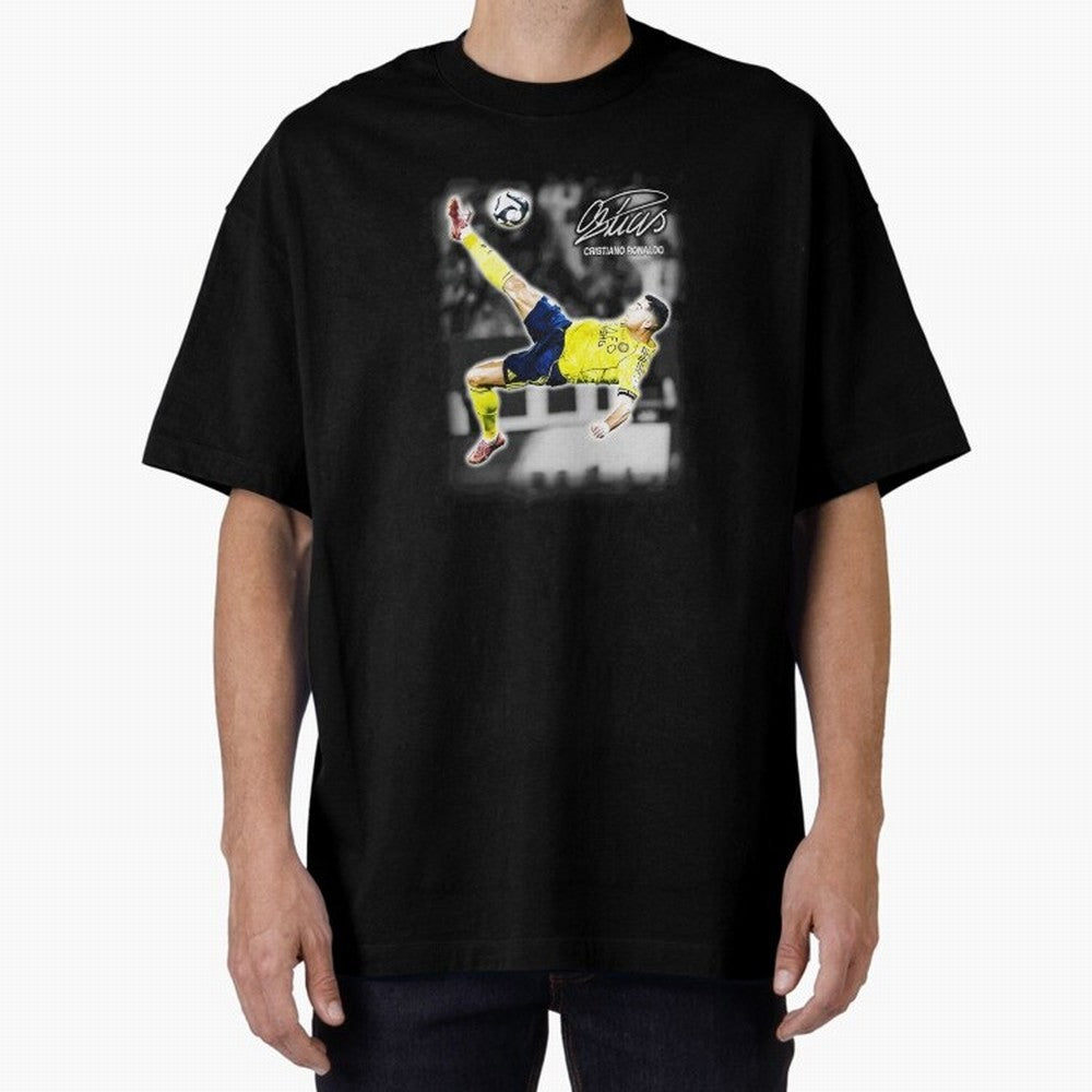 Cristiano Ronaldo Bicycle Kick Oversized T-Shirt Cheer for FIFA World Cup 2026 Capturing Messi and Cristiano Ronaldo, Portugal Energy, Fan Favorite Moments, National Team Passion, Big Match Drama and Soccer History; Great for Supporters Who Love