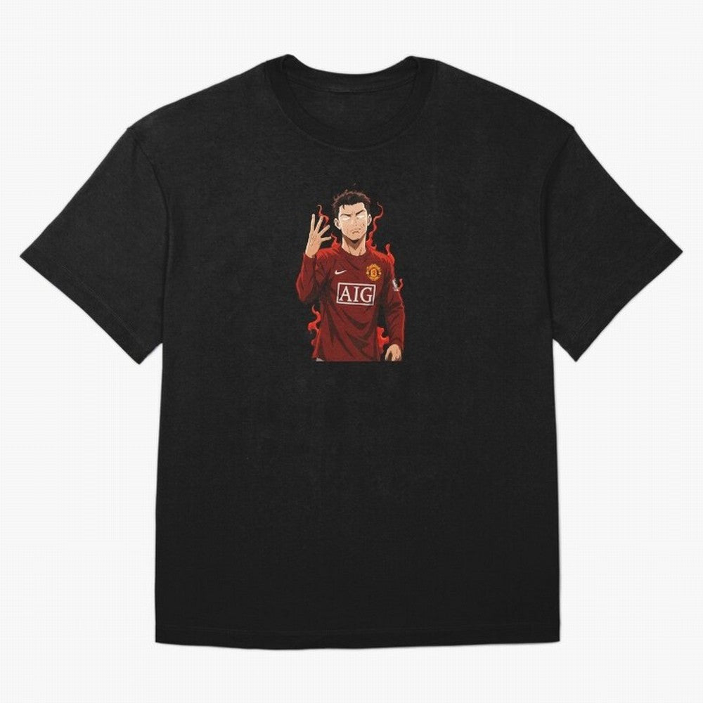 Cristiano Ronaldo Anime Art Blue Lock Inspired Football Legend Oversized T-Shirt Fuel Your Fan Pride for Global Football Passion for FIFA World Cup 2026 USA Canada Mexico, Filled with CR7 and Messi, France and Portugal, Sports Nostalgia,