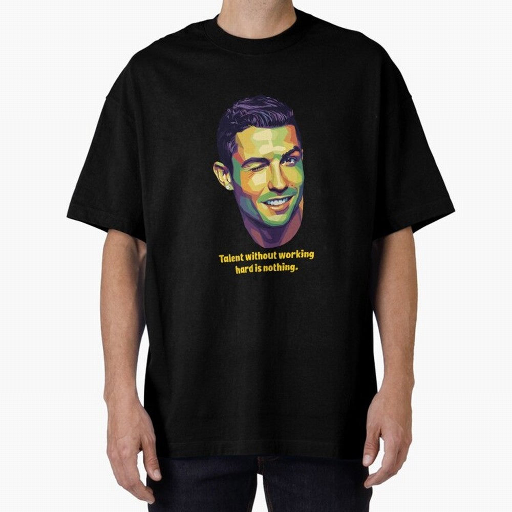 Cristiano Ronaldo Quotes Oversized T-Shirt Show Match Day Excitement for the FIFA World Cup 2026 Group Stage Journey through Messi, Neymar and Mbappe Highlights, Brazil, Portugal and Argentina Pride, Game Day Rituals, Football Legends, Country