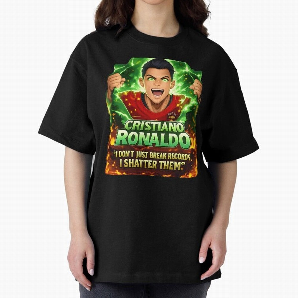 Cristiano Ronaldo Power Art Poster ¨C Legendary Football Motivation Design Oversized T-Shirt Bring Champion Energy into Global Football Passion for FIFA World Cup 2026, Connected to Haaland and Mbappe, Netherlands, Stadium Chants, National Pride,