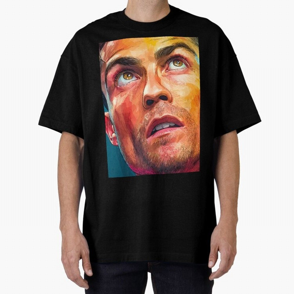 Cristiano Ronaldo Football Soccer Player Intense Color Portrait Oversized T-Shirt Bring Champion Energy into the FIFA World Cup 2026 USA Canada Mexico Journey through Mbappe Highlights, France Pride, Football Festival Excitement, Trophy Ambitions,