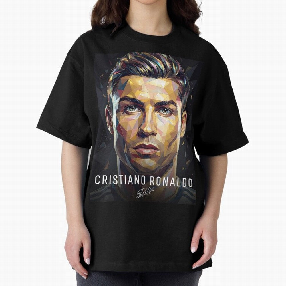Cristiano Ronaldo Geometric Low Poly Soccer Legend Oversized T-Shirt Feel the Heartbeat of FIFA World Cup 2026 USA Canada Mexico Capturing Messi, Neymar and Mbappe, France Energy, Stadium Memories, Football Loyalty, International Chants and