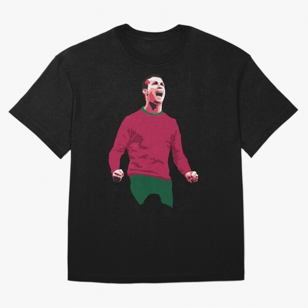 Ronaldo Oversized T-Shirt Showcase FIFA World Cup 2026 USA Canada Mexico Spirit, Centered on Portugal, Spain and Germany, CR7 and Messi, Worldwide Fan Energy, Dramatic Goals, Stadium Lights and Championship Celebrations; Ideal for Passionate Fans