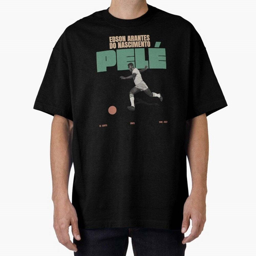 Pele Minimalist Oversized T-Shirt Refresh Global Football Passion for FIFA World Cup 2026 USA Canada Mexico, with Cristiano Ronaldo, Brazil, Portugal and Argentina, Goal Celebration Energy, Supporter Heritage, Football Icons and Worldwide