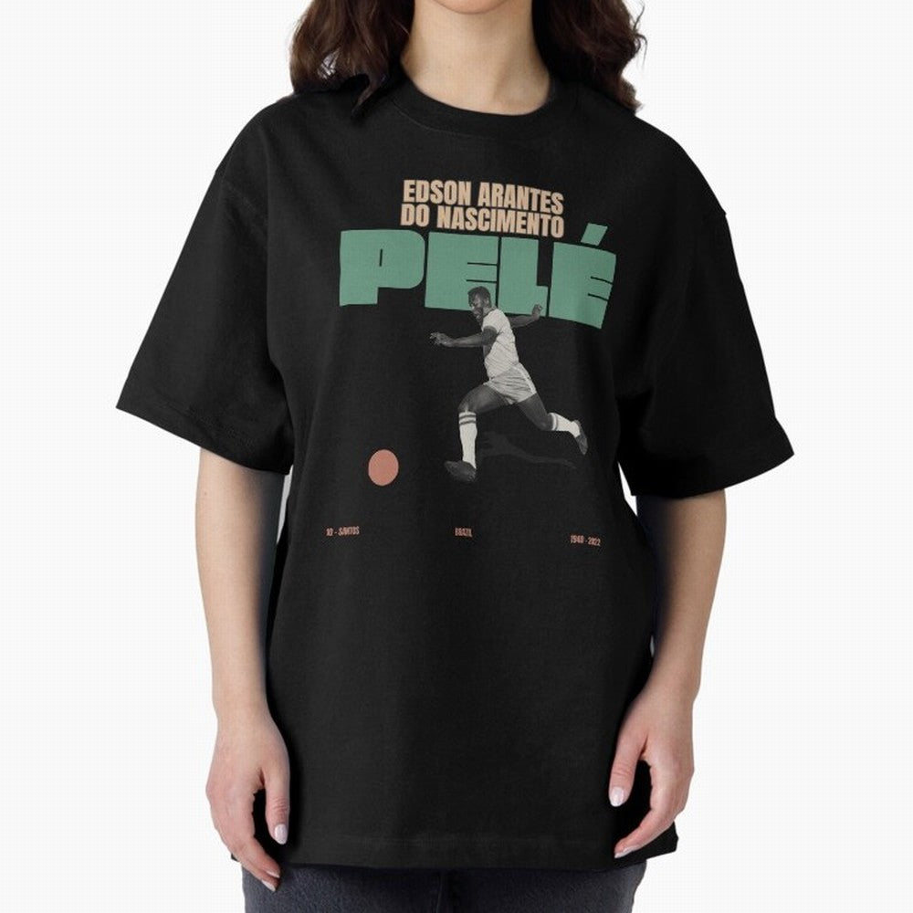 Pele Minimalist Oversized T-Shirt Refresh Global Football Passion for FIFA World Cup 2026 USA Canada Mexico, with Cristiano Ronaldo, Brazil, Portugal and Argentina, Goal Celebration Energy, Supporter Heritage, Football Icons and Worldwide