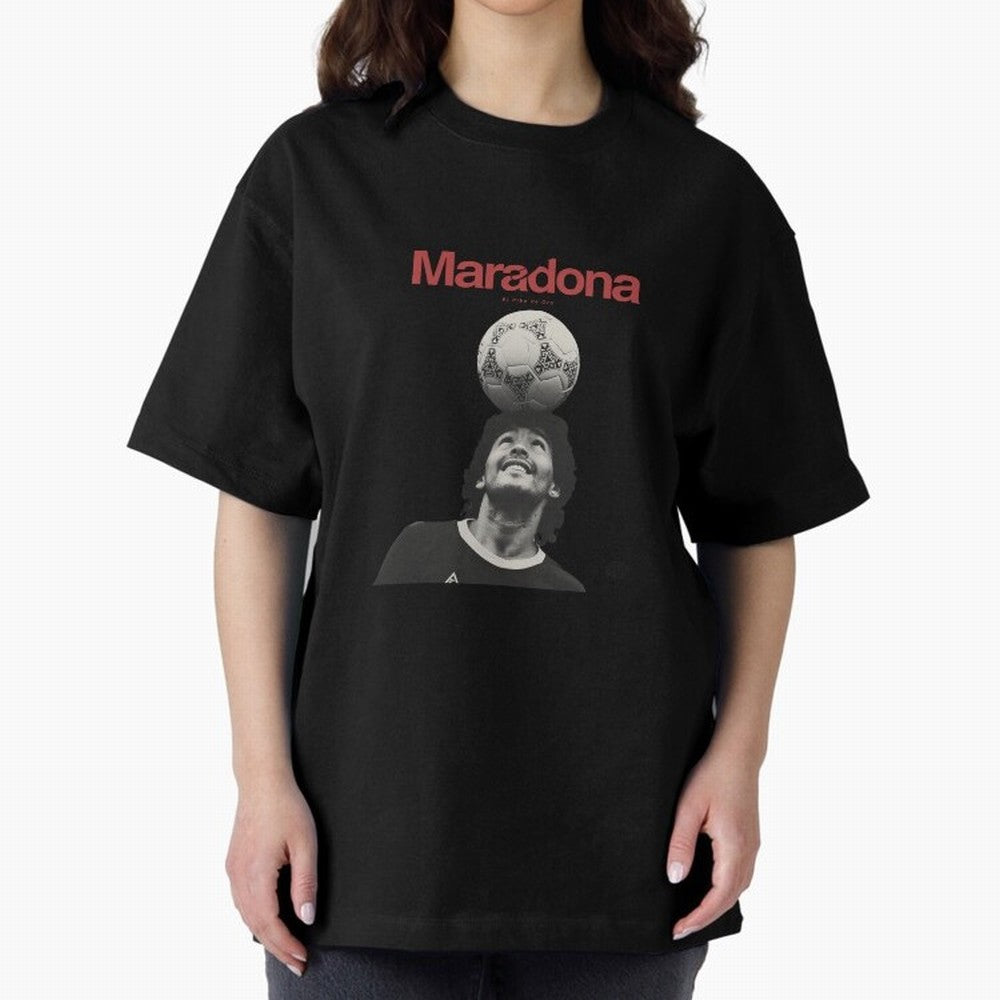 Diego Maradona Minimalist Oversized T-Shirt Celebrate Golden Goal Energy in Match Day Hype around FIFA World Cup 2026 USA Canada Mexico, Mbappe, England and Germany, Football Festival Excitement, Trophy Ambitions, Country Rivalries and Star Player