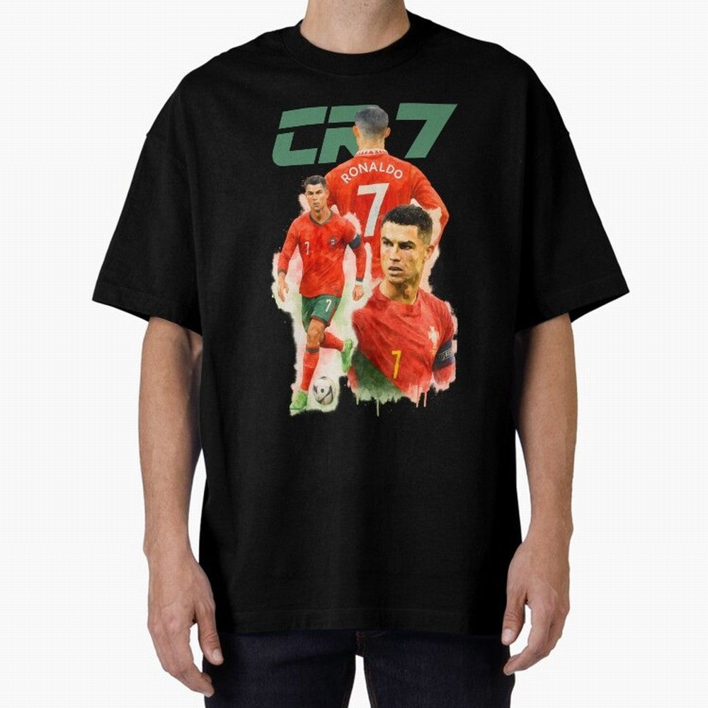 CR7 Cristiano Ronaldo illustration watercolour Oversized T-Shirt Show Your Love for FIFA World Cup 2026 Group Stage for Fans of Messi, CR7 and Mbappe and England, France and Netherlands, Bringing Classic Soccer Heritage, Championship Pressure, Fan