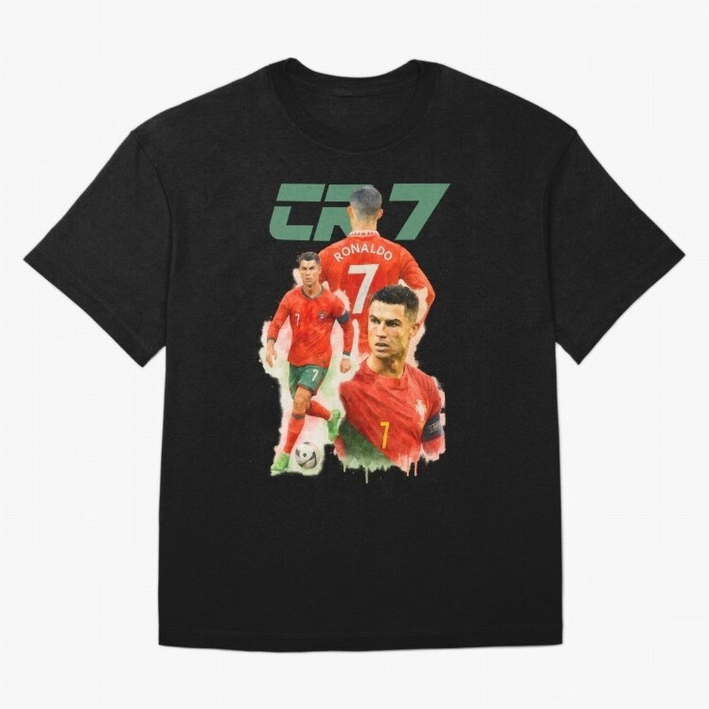 CR7 Cristiano Ronaldo illustration watercolour Oversized T-Shirt Show Your Love for FIFA World Cup 2026 Group Stage for Fans of Messi, CR7 and Mbappe and England, France and Netherlands, Bringing Classic Soccer Heritage, Championship Pressure, Fan