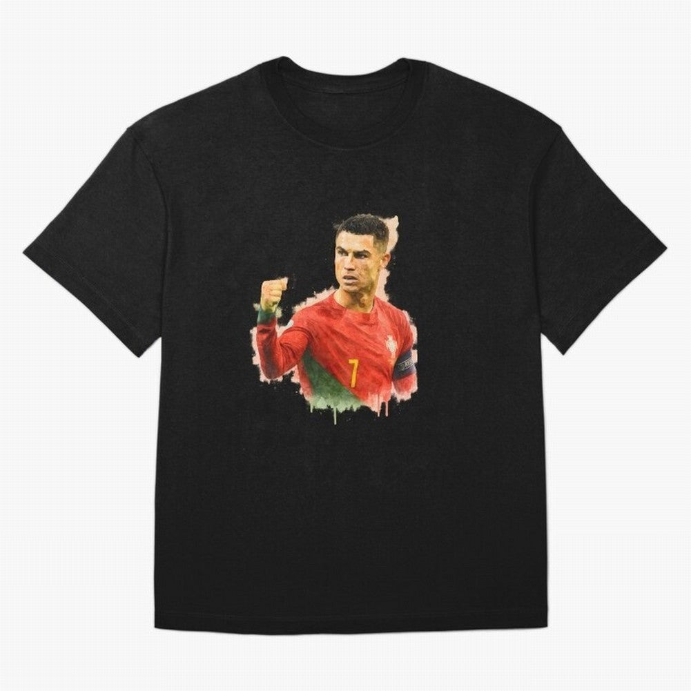 CR7 Cristiano Ronaldo potrait a powerful moment artwork Oversized T-Shirt Step into Global Football Passion for FIFA World Cup 2026 USA Canada Mexico, Filled with Messi, Neymar and Mbappe, Spain, Football History, Final Match Energy, Crowd Noise