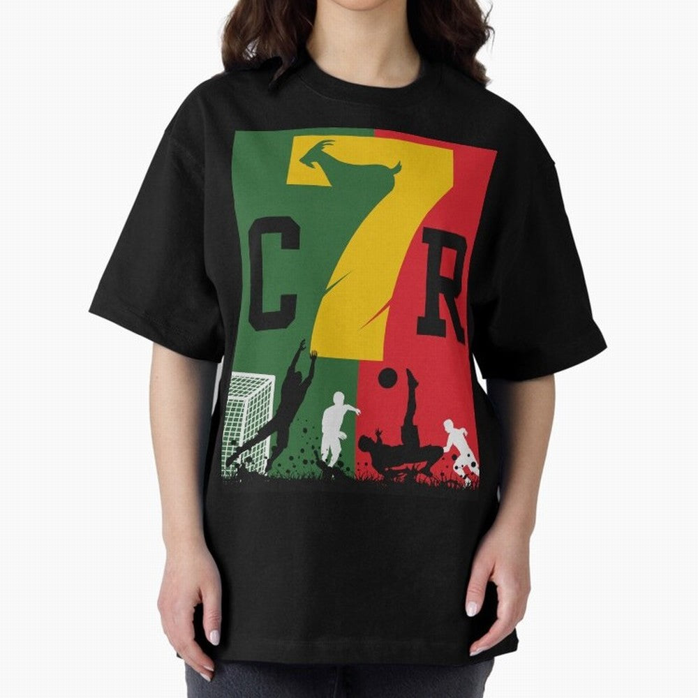 Portugal The Goat CR 7 World Cup 2026 Oversized T-Shirt Honor the FIFA World Cup 2026 USA Canada Mexico Journey through Haaland and Mbappe Highlights, France Pride, Goal Celebration Energy, Supporter Heritage, Football Icons and Worldwide