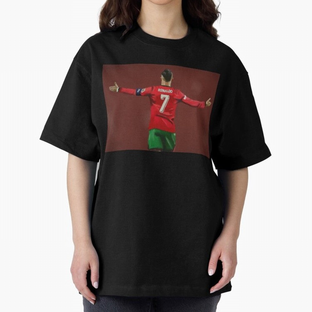 Cristiano Ronaldo portrait painting Oversized T-Shirt Celebrate the Stars of the FIFA World Cup 2026 Group Stage Journey through Messi and Cristiano Ronaldo Highlights, England Pride, Fan Favorite Moments, National Team Passion, Big Match Drama and