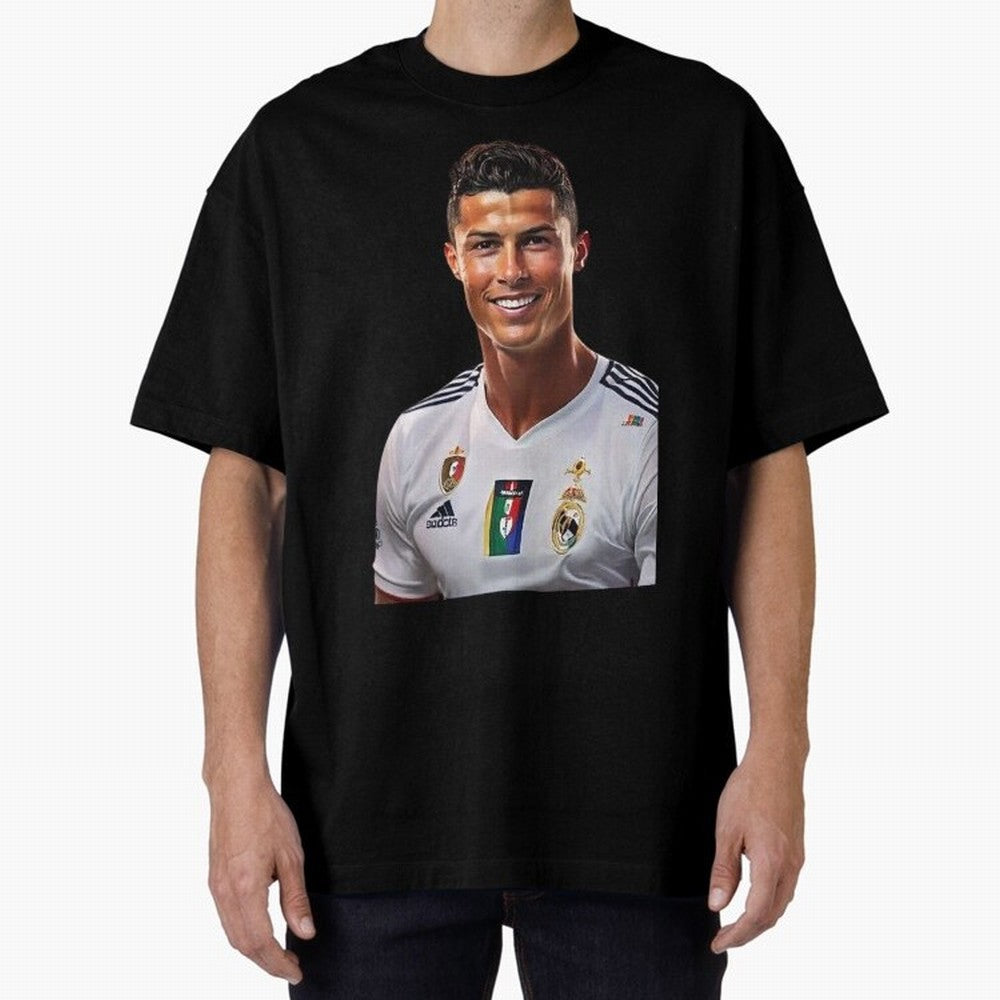 smiling Cristiano Ronaldo Oversized T-Shirt Show Your Love for FIFA World Cup 2026 Group Stage Spirit, with Netherlands, Mbappe and Neymar, Goal Celebration Energy, Supporter Heritage, Football Icons and Worldwide Tournament Joy; Ideal for