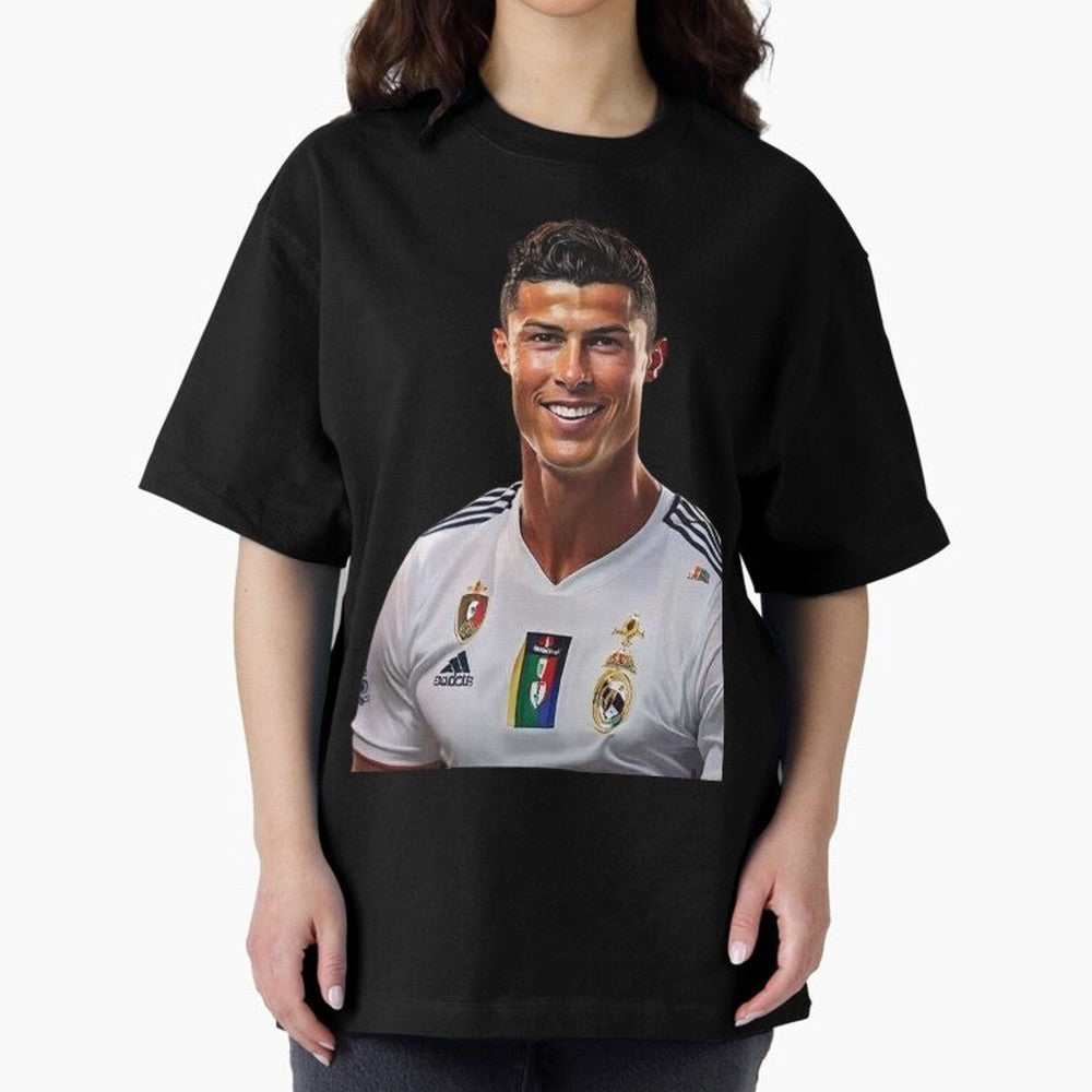 smiling Cristiano Ronaldo Oversized T-Shirt Show Your Love for FIFA World Cup 2026 Group Stage Spirit, with Netherlands, Mbappe and Neymar, Goal Celebration Energy, Supporter Heritage, Football Icons and Worldwide Tournament Joy; Ideal for