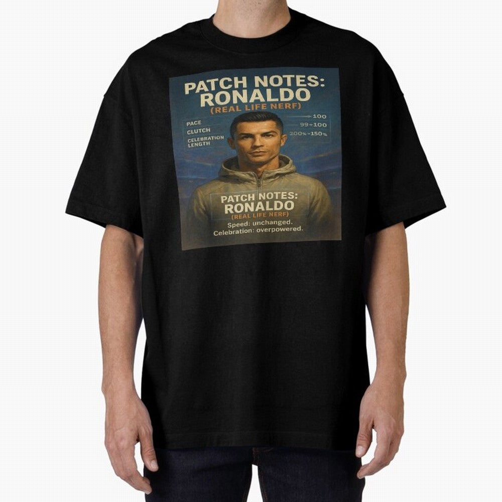 Patch Notes Cristiano Ronaldo ¡ª Real Life Nerf Football Gamer Oversized T-Shirt Experience the Global Stage of FIFA World Cup 2026 Group Stage for Fans of Cristiano Ronaldo, Haaland and CR7 and Argentina and Brazil, Bringing Retro Football Energy,
