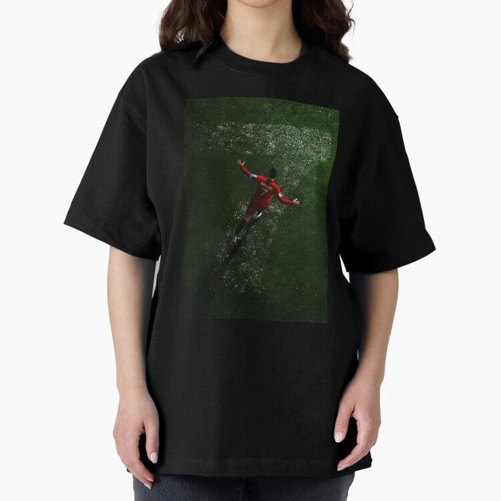 CR7 The G.O.A.T. Football Art - Cristiano Ronaldo Oversized T-Shirt Represent Football Lovers during the FIFA World Cup 2026 Journey through Messi, CR7 and Mbappe Highlights, Argentina Pride, Sports Nostalgia, International Competition, Famous