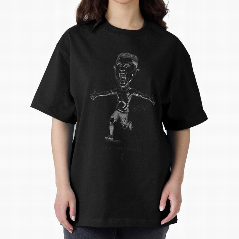 Cristiano Ronaldo Caricature - Portugal CR7 Legend - Football Art Oversized T-Shirt Follow the Road to the FIFA World Cup 2026 USA Canada Mexico Journey through Neymar Highlights, Brazil, Portugal and Argentina Pride, Fan Favorite Moments, National