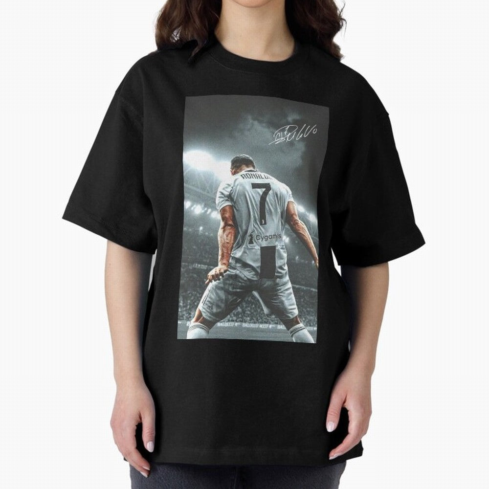 Cristiano Ronaldo Celebration Oversized T-Shirt Get Ready for Global Football Passion for FIFA World Cup 2026, Built around Mbappe, France and Portugal, Stadium Memories, Football Loyalty, International Chants and Championship Tradition; Great for