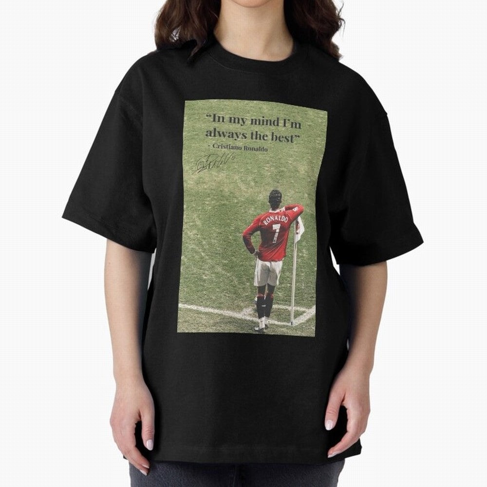 Cristiano Ronaldo Motivation Oversized T-Shirt Bring Home FIFA World Cup 2026 USA Canada Mexico Driven by Messi, CR7 and Mbappe, England and Germany Energy, Retro Football Energy, Iconic Rivalries, Trophy Chase Drama and Stadium Atmosphere; Built