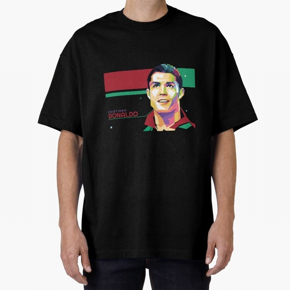 Cristiano Ronaldo ¨C Legendary Football Star & GOAT Artwork Oversized T-Shirt Represent Football Lovers during Match Day Hype around FIFA World Cup 2026 Group Stage, Haaland, Brazil, Portugal and Argentina, Game Day Rituals, Football Legends,