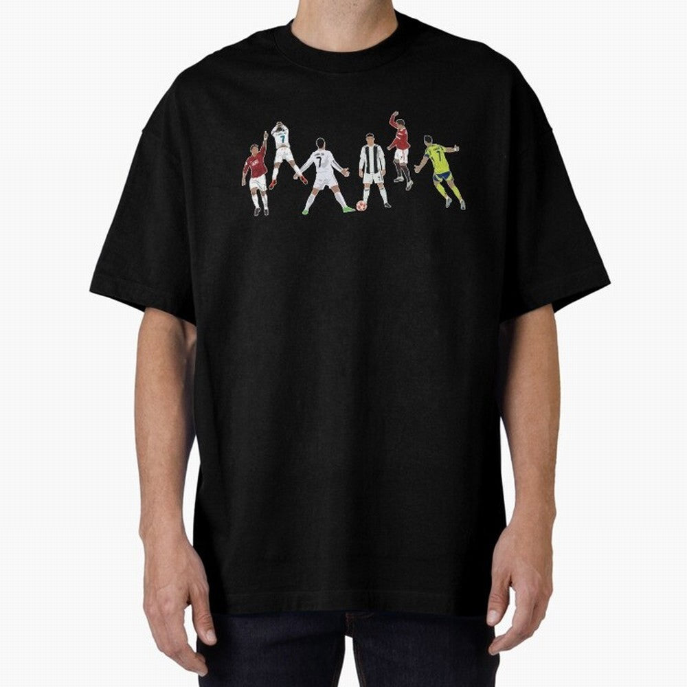 Ronaldo Forever Minimalist Career Goal Celebrations Oversized T-Shirt Embrace FIFA World Cup 2026 Highlighting CR7, Brazil, Portugal and Argentina Energy, Worldwide Fan Energy, Dramatic Goals, Stadium Lights and Championship Celebrations; Perfect