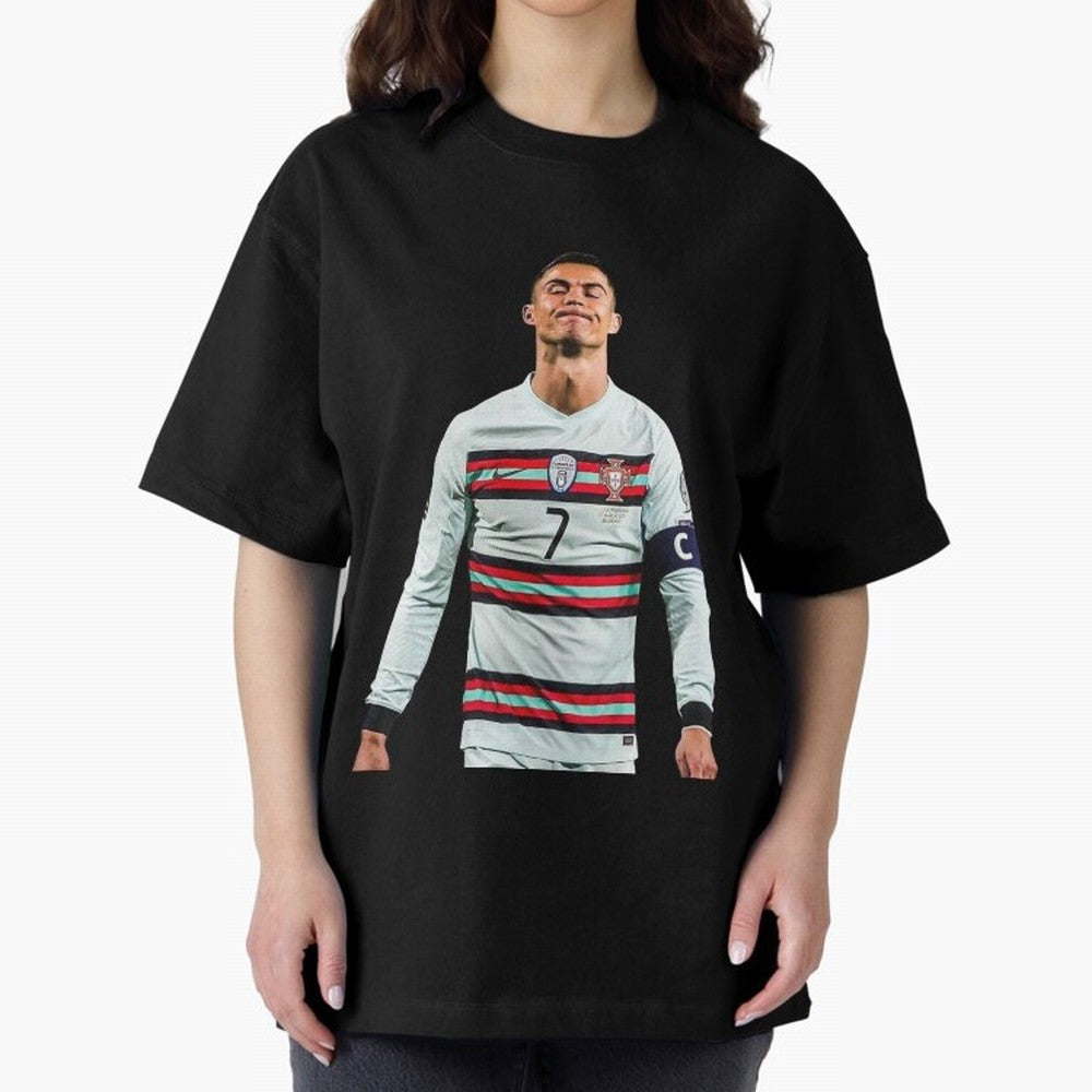 Cristiano Ronaldo Design Oversized T-Shirt Relive Match Day Hype around FIFA World Cup 2026 USA Canada Mexico, Cristiano Ronaldo, Haaland and CR7, England and Germany, Sports Nostalgia, International Competition, Famous Players and Unforgettable