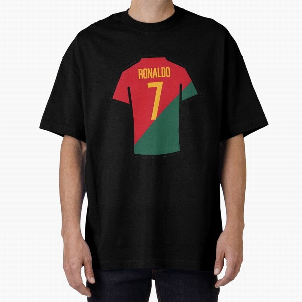 Ronaldo Portugal Jersey Oversized T-Shirt Carry the Dream of FIFA World Cup 2026 Group Stage for Fans of Messi and England, Bringing Retro Football Energy, Iconic Rivalries, Trophy Chase Drama and Stadium Atmosphere; Ideal for Passionate Fans Who