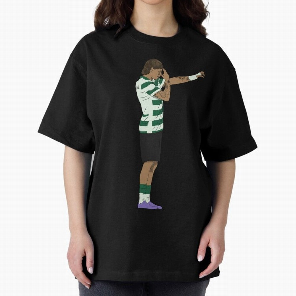 Ricardo Mangas Sporting Goal Celebration Minimalist Oversized T-Shirt Back Your Heroes with FIFA World Cup 2026 for Fans of Neymar and Brazil, Portugal and Argentina, Bringing Championship Spirit, Famous Goals, Roaring Crowds and International