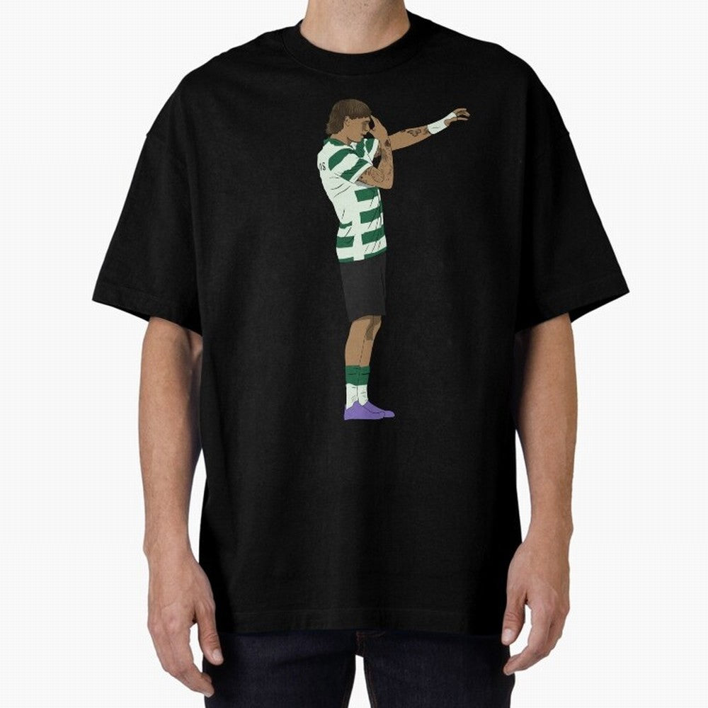 Ricardo Mangas Sporting Goal Celebration Minimalist Oversized T-Shirt Back Your Heroes with FIFA World Cup 2026 for Fans of Neymar and Brazil, Portugal and Argentina, Bringing Championship Spirit, Famous Goals, Roaring Crowds and International