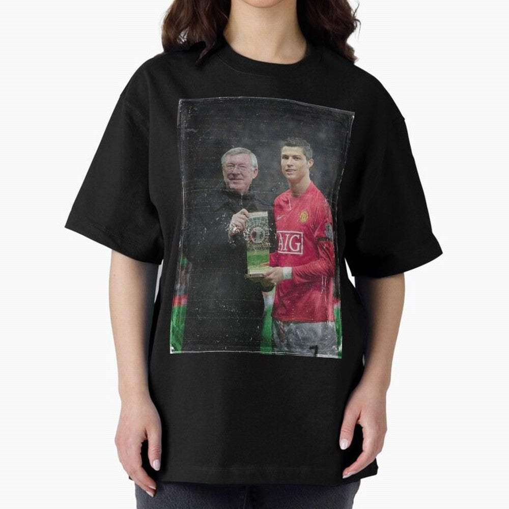 Cristiano Ronaldo and Sir Alex Ferguson Oversized T-Shirt Join Supporters Worldwide for FIFA World Cup 2026 Group Stage for Fans of Messi, Neymar and Mbappe and Brazil, Portugal and Argentina, Bringing Soccer Culture, Superstar Moments, National