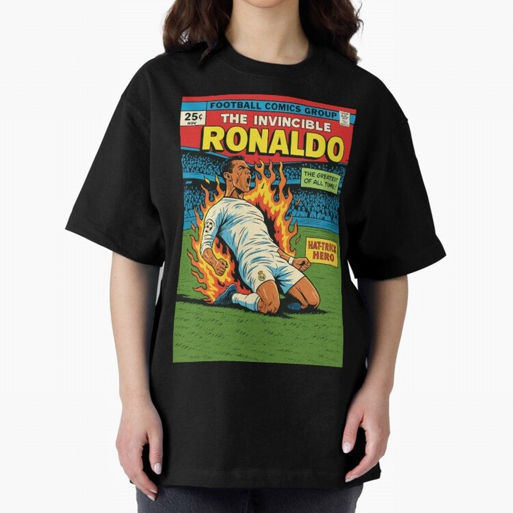 CR7 Comic Oversized T-Shirt Enjoy the Biggest Football Party of FIFA World Cup 2026 Group Stage Filled with Messi, England Energy, Global Supporter Spirit, Legendary Goals, National Colors and Tournament Celebration; Great for Watch Parties, Sports