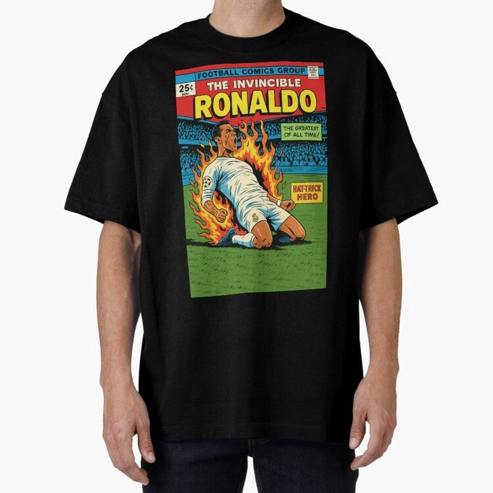 CR7 Comic Oversized T-Shirt Enjoy the Biggest Football Party of FIFA World Cup 2026 Group Stage Filled with Messi, England Energy, Global Supporter Spirit, Legendary Goals, National Colors and Tournament Celebration; Great for Watch Parties, Sports