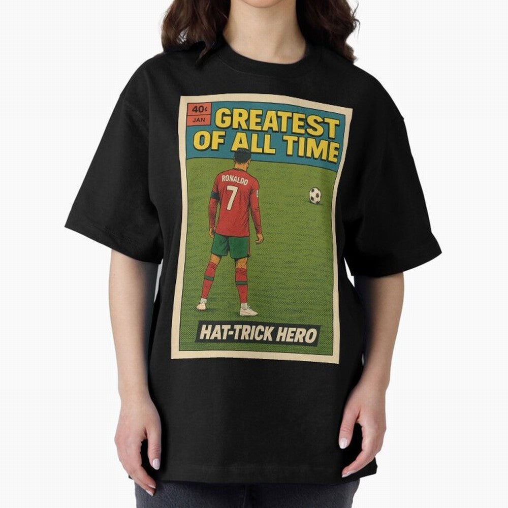 CR7 Comic Oversized T-Shirt Follow the Final Road of Match Day Hype around FIFA World Cup 2026 USA Canada Mexico, Messi, CR7 and Mbappe, Portugal, Soccer Culture, Superstar Moments, National Team Dreams and Competitive Fire; Created for Match Day