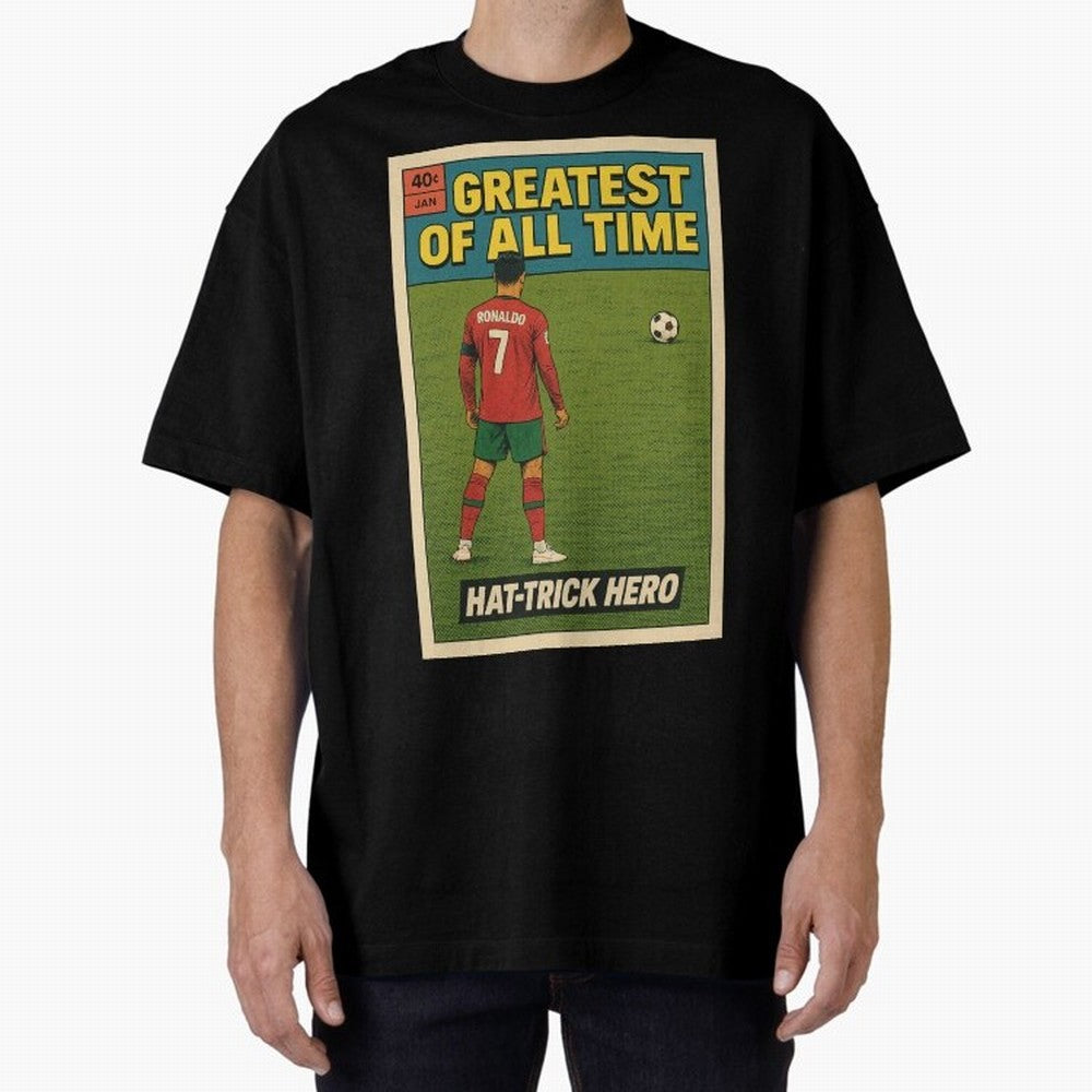 CR7 Comic Oversized T-Shirt Follow the Final Road of Match Day Hype around FIFA World Cup 2026 USA Canada Mexico, Messi, CR7 and Mbappe, Portugal, Soccer Culture, Superstar Moments, National Team Dreams and Competitive Fire; Created for Match Day