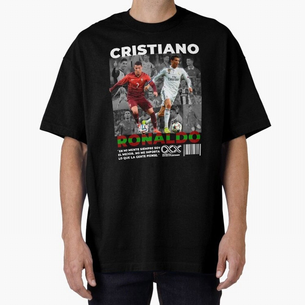 Cristiano Ronaldo Collage Oversized T-Shirt Fuel the Hype around Match Day Hype around FIFA World Cup 2026, Mbappe, England and Germany, Classic Soccer Heritage, Championship Pressure, Fan Loyalty and International Pride; Ideal for Passionate Fans