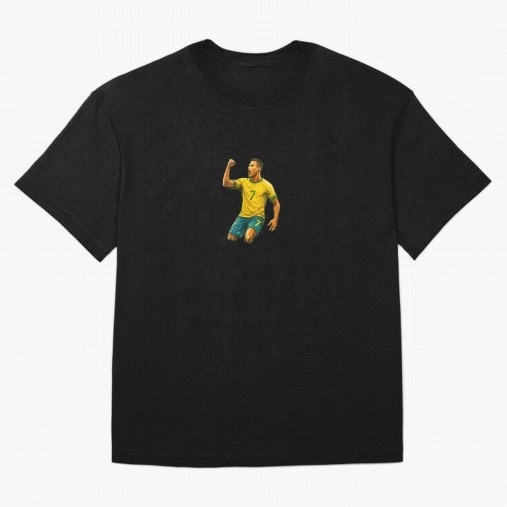 Energetic Soccer Celebration ¨C Number 7 Sketch Art Oversized T-Shirt Represent FIFA World Cup 2026 USA Canada Mexico for Fans of Mbappe and Neymar and England, France and Netherlands, Bringing Retro Football Energy, Iconic Rivalries, Trophy Chase