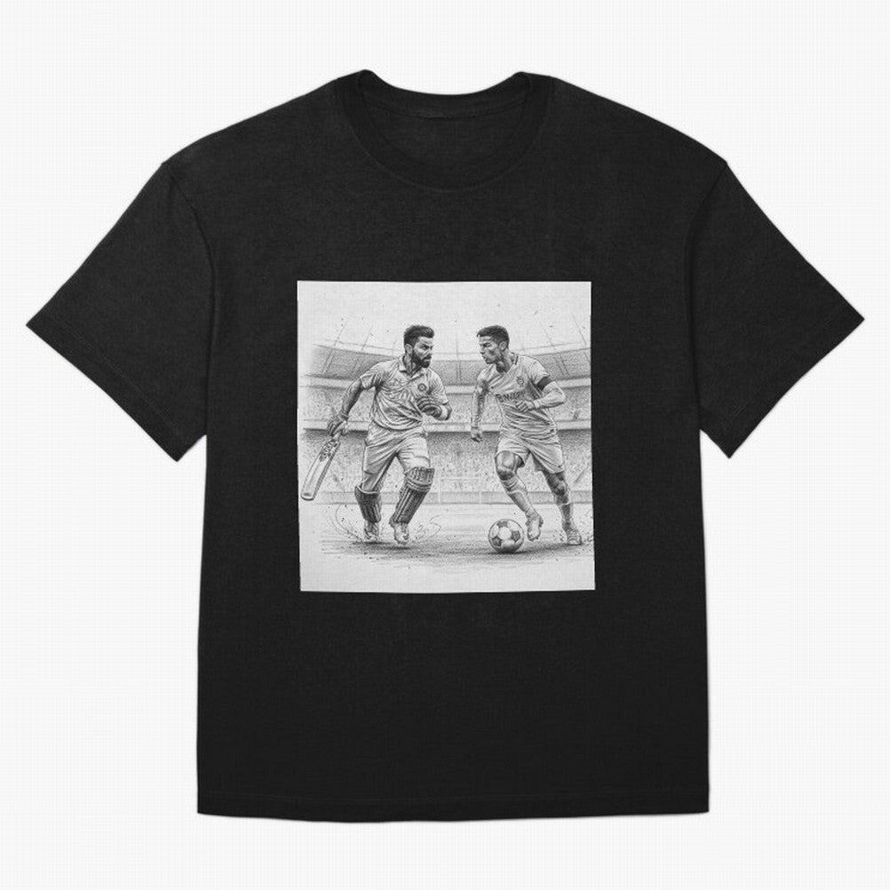 Virat Kohli and Cristiano Ronaldo Oversized T-Shirt Step into FIFA World Cup 2026 USA Canada Mexico for Fans of Mbappe and England, Bringing Goal Celebration Energy, Supporter Heritage, Football Icons and Worldwide Tournament Joy; Ideal for